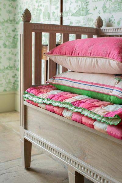 Printed Patchwork Quilt - Pink & Green - 2 Sizes