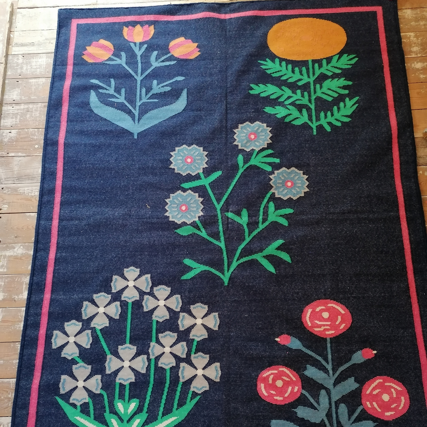 Lodhi Floral Flatweave Rug - Custom Colours & Size