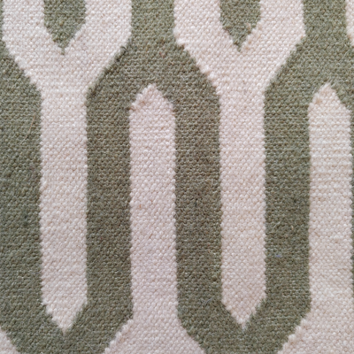 Haveli Flatweave Rug - Green & Off-White - 1.2 x 1.8m