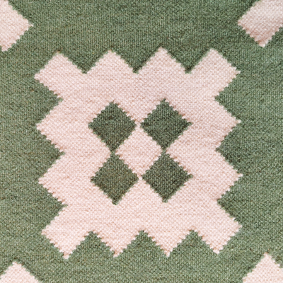 Tapestry Flatweave Rug - Green & Off-White - 1.2 x 1.8m