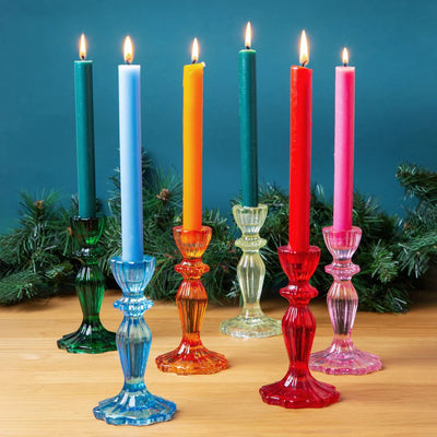 Glass Candlestick Holder - Red