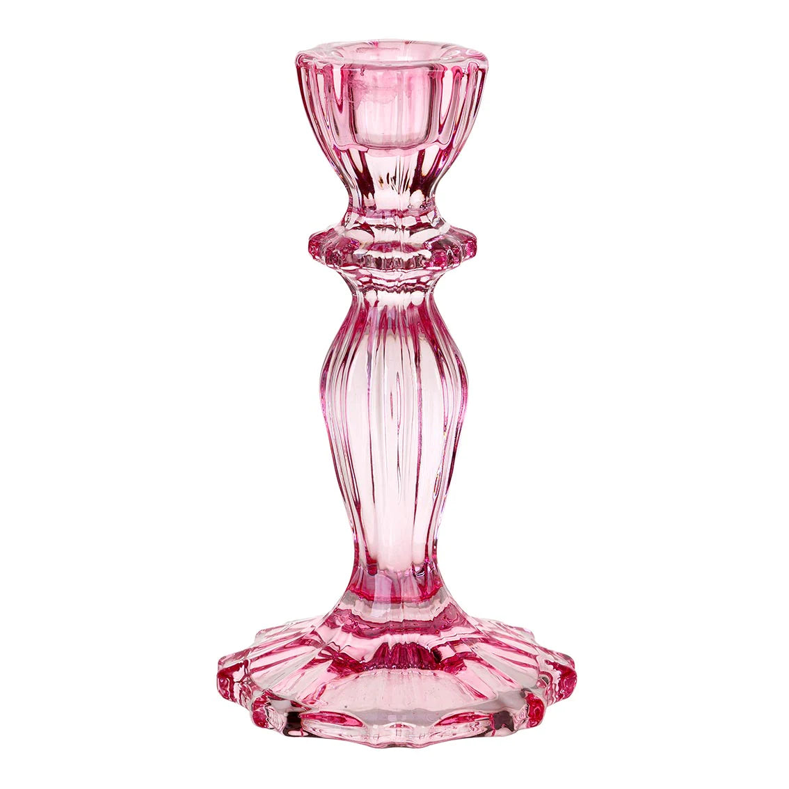 Glass Candlestick Holder - Pink