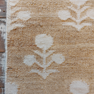 Floral Jute Rug - Natural & Off-White - 2.0 x 3.0m