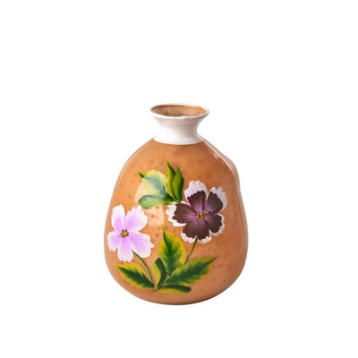 Rice - Hand Painted Glass Vase - Orange