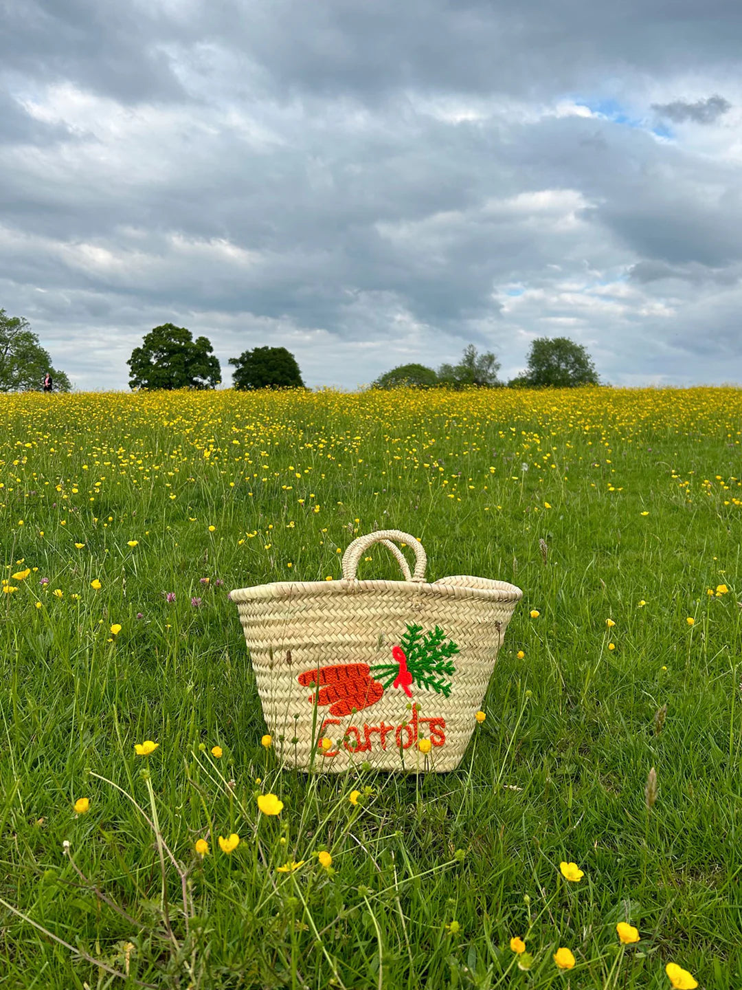 Hand Embroidered Market Basket - Carrot