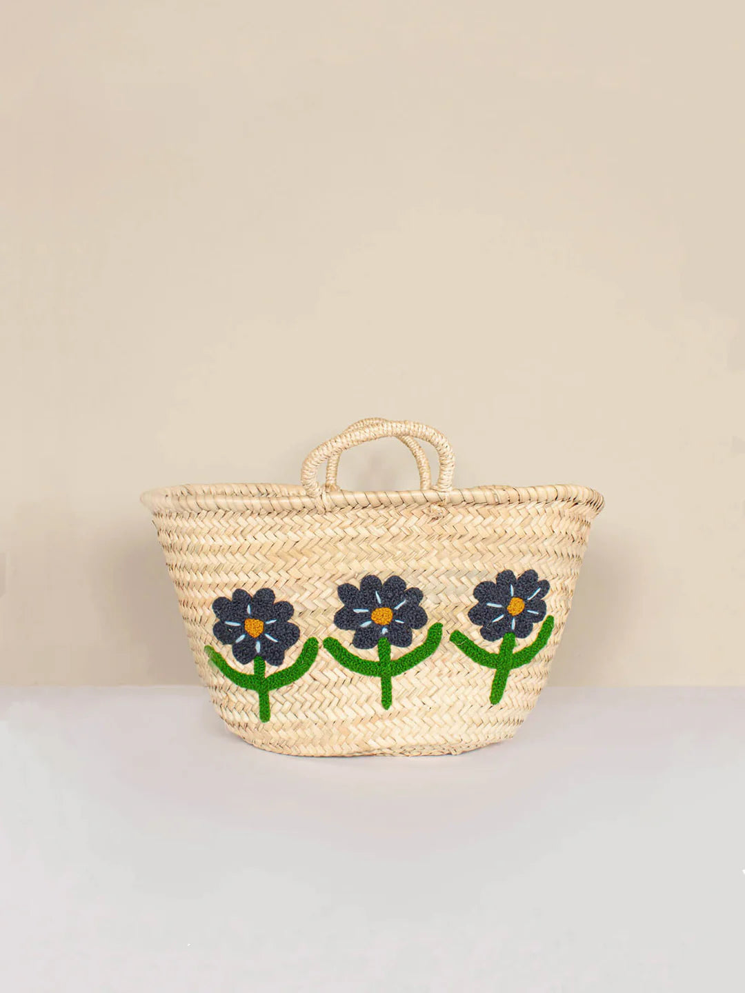 Hand Embroidered Market Basket - Daisy