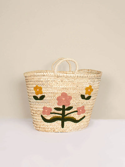 Hand Embroidered Market Basket - Posy