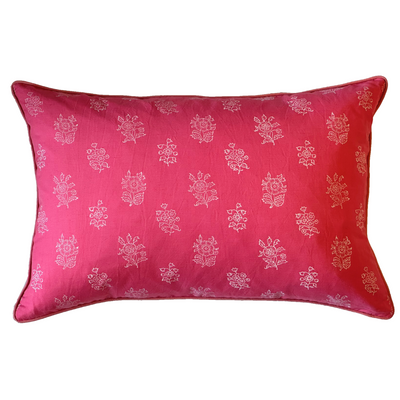 Stella Floral Block Printed Cushion - Pink