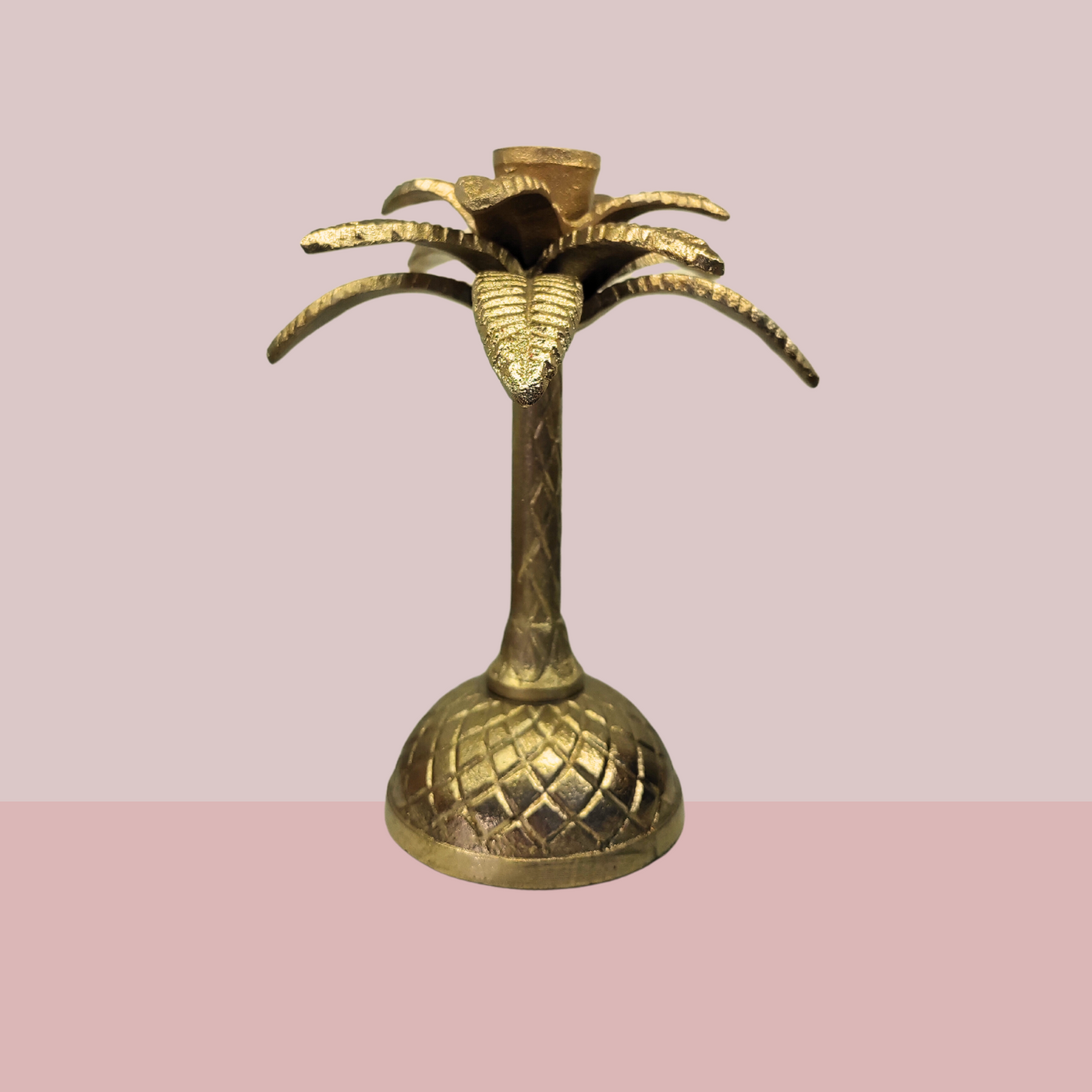 Rice - Golden Palm Tree Shaped Metal Candle Holder