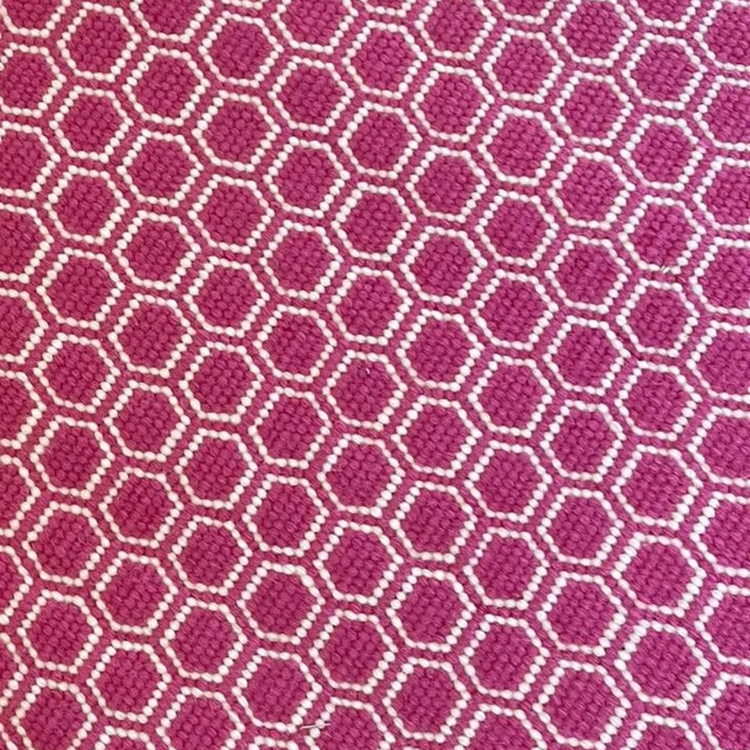 Hexagonal Hand Woven Rug - Pink & Off White 1.3m x 2.4m