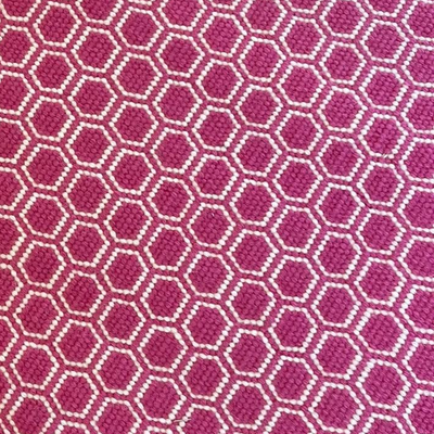 Hexagonal Hand Woven Rug - Pink & Off White 1.3m x 2.4m