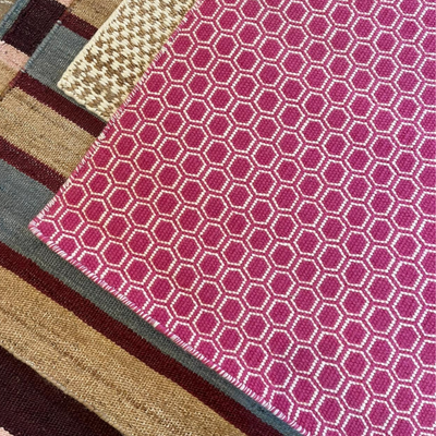 Hexagonal Hand Woven Rug - Pink & Off White 1.3m x 2.4m