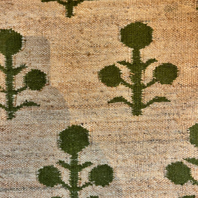 Floral Jute Rug - Natural and Sage Green - 2.0 x 3.0m