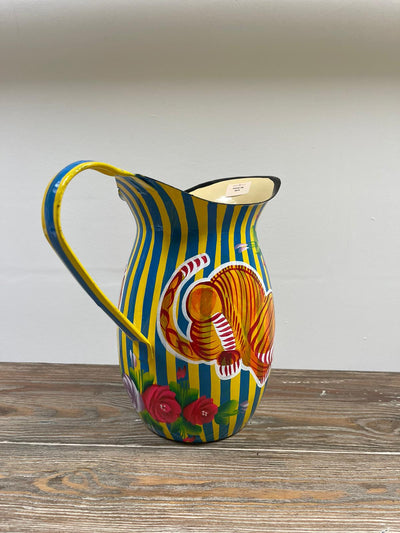 Hand Painted Enamel Jug - Yellow Tiger