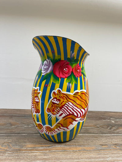 Hand Painted Enamel Jug - Yellow Tiger