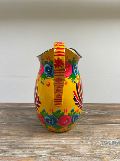 Hand Painted Enamel Jug - Yellow Chickens