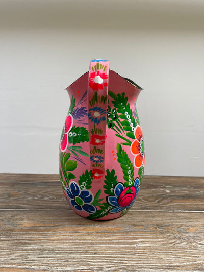 Hand Painted Enamel Jug - Pink Birds