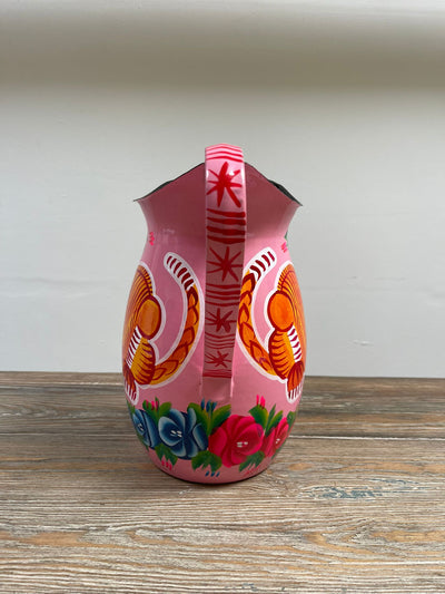 Hand Painted Enamel Jug - Pink Tigers