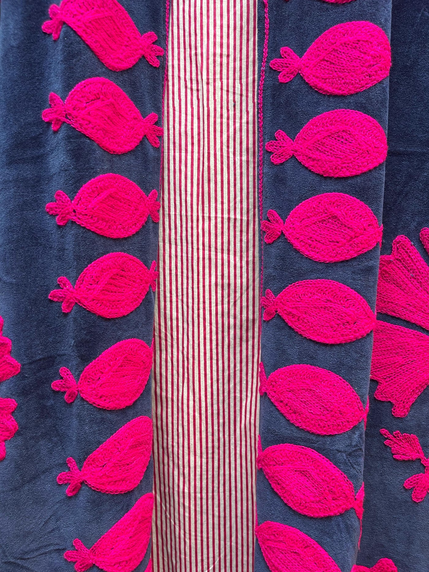 Ottoman Short Coat - French Navy & Hot Pink