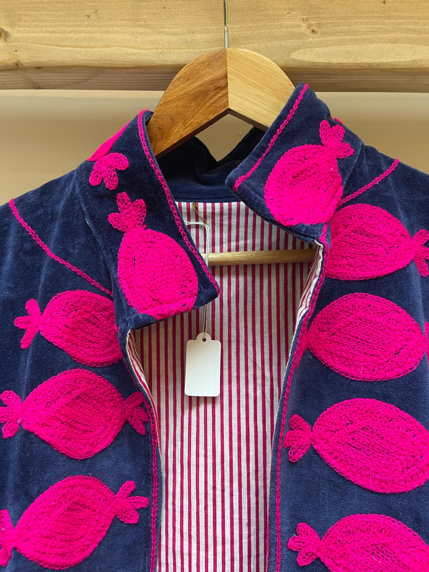 Ottoman Short Coat - French Navy & Hot Pink