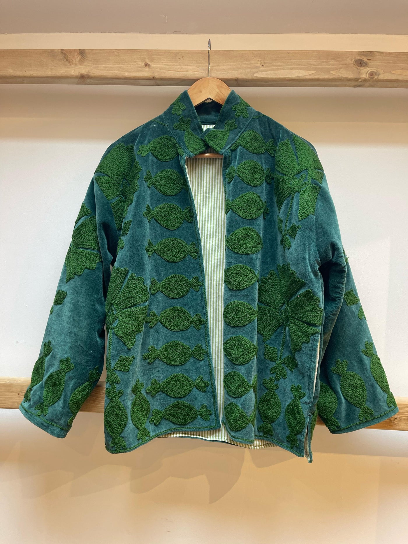 Ottoman Short Coat - Teal & Moss Green