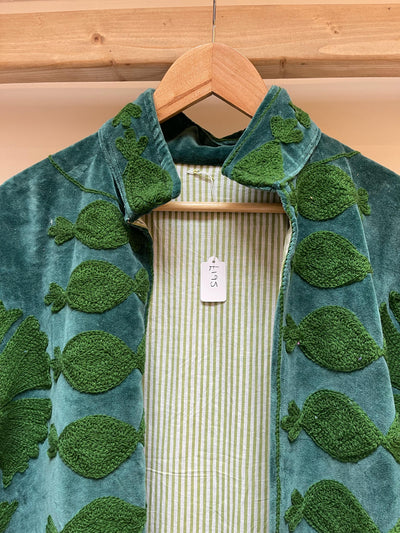 Ottoman Short Coat - Teal & Moss Green