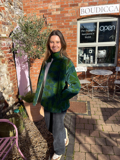 Ottoman Short Coat - Teal & Moss Green