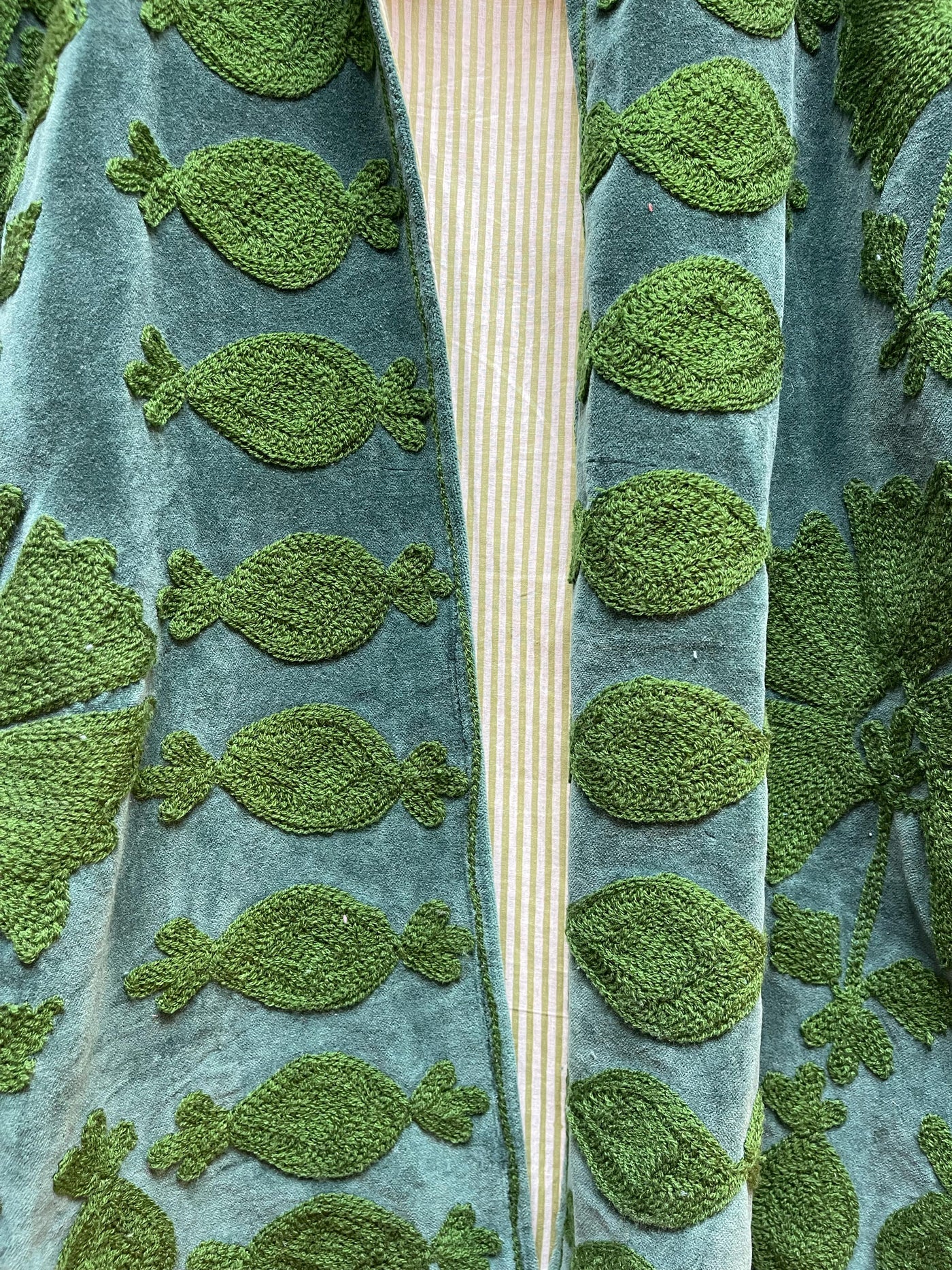 Ottoman Short Coat - Teal & Moss Green