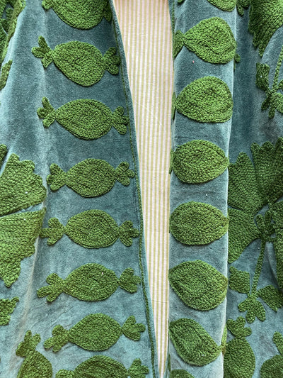 Ottoman Short Coat - Teal & Moss Green