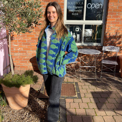 Ottoman Short Coat - Green & French Navy