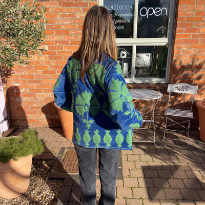 Ottoman Short Coat - Green & French Navy