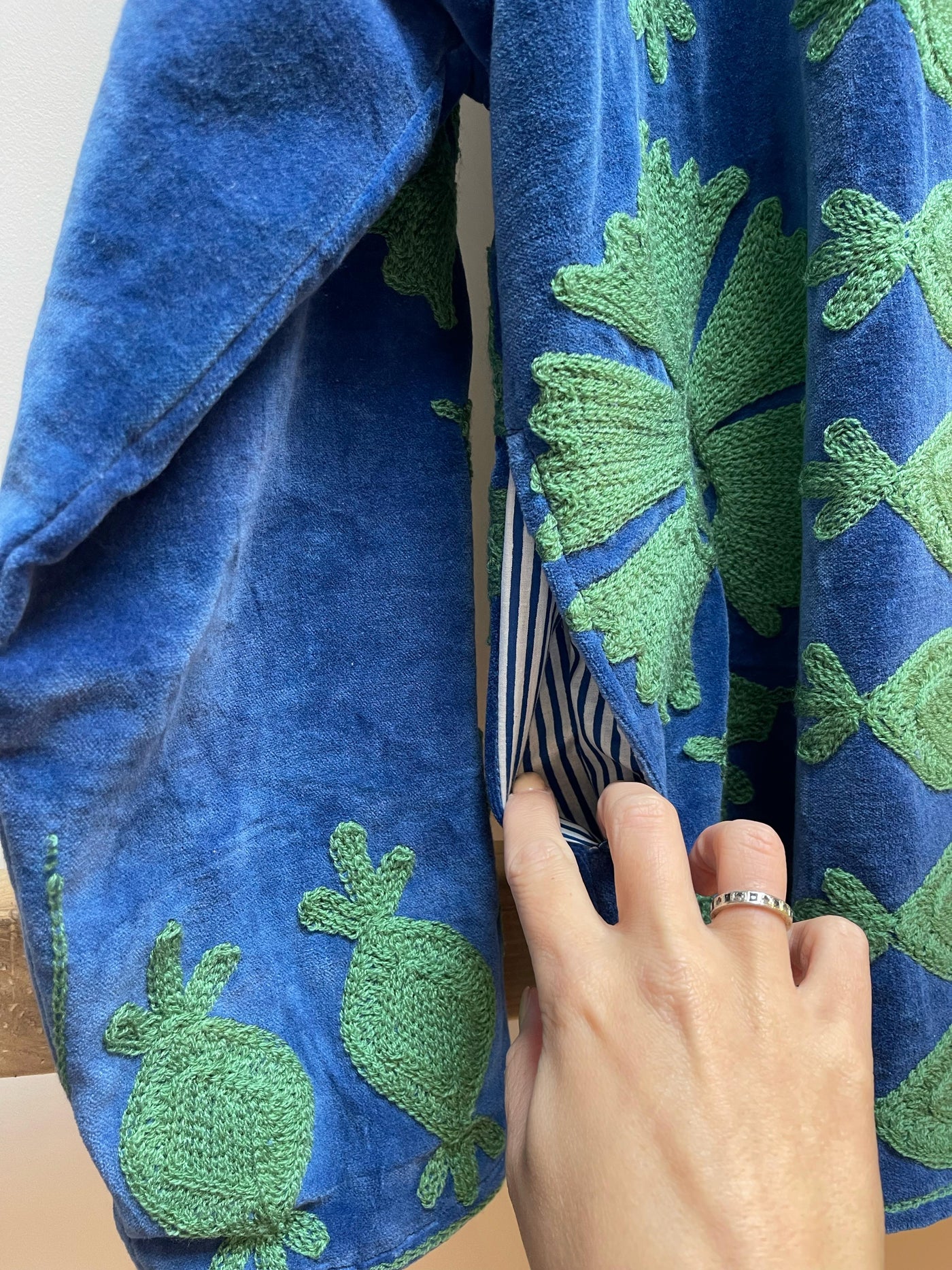Ottoman Short Coat - Green & French Navy