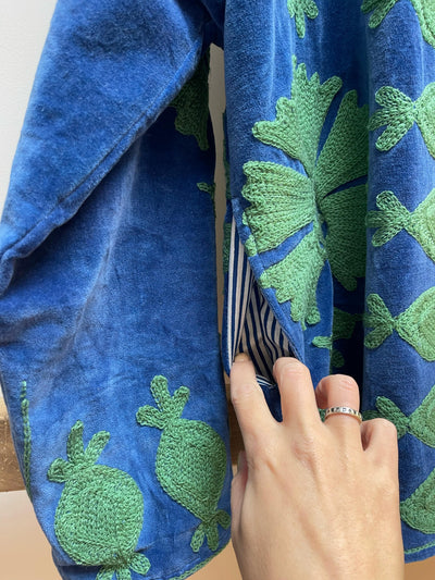 Ottoman Short Coat - Green & French Navy