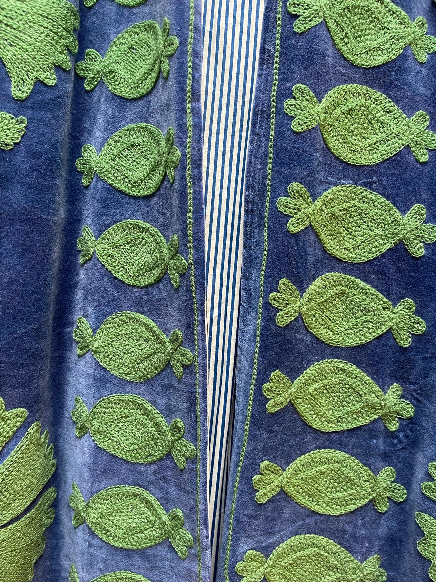 Ottoman Short Coat - Green & French Navy