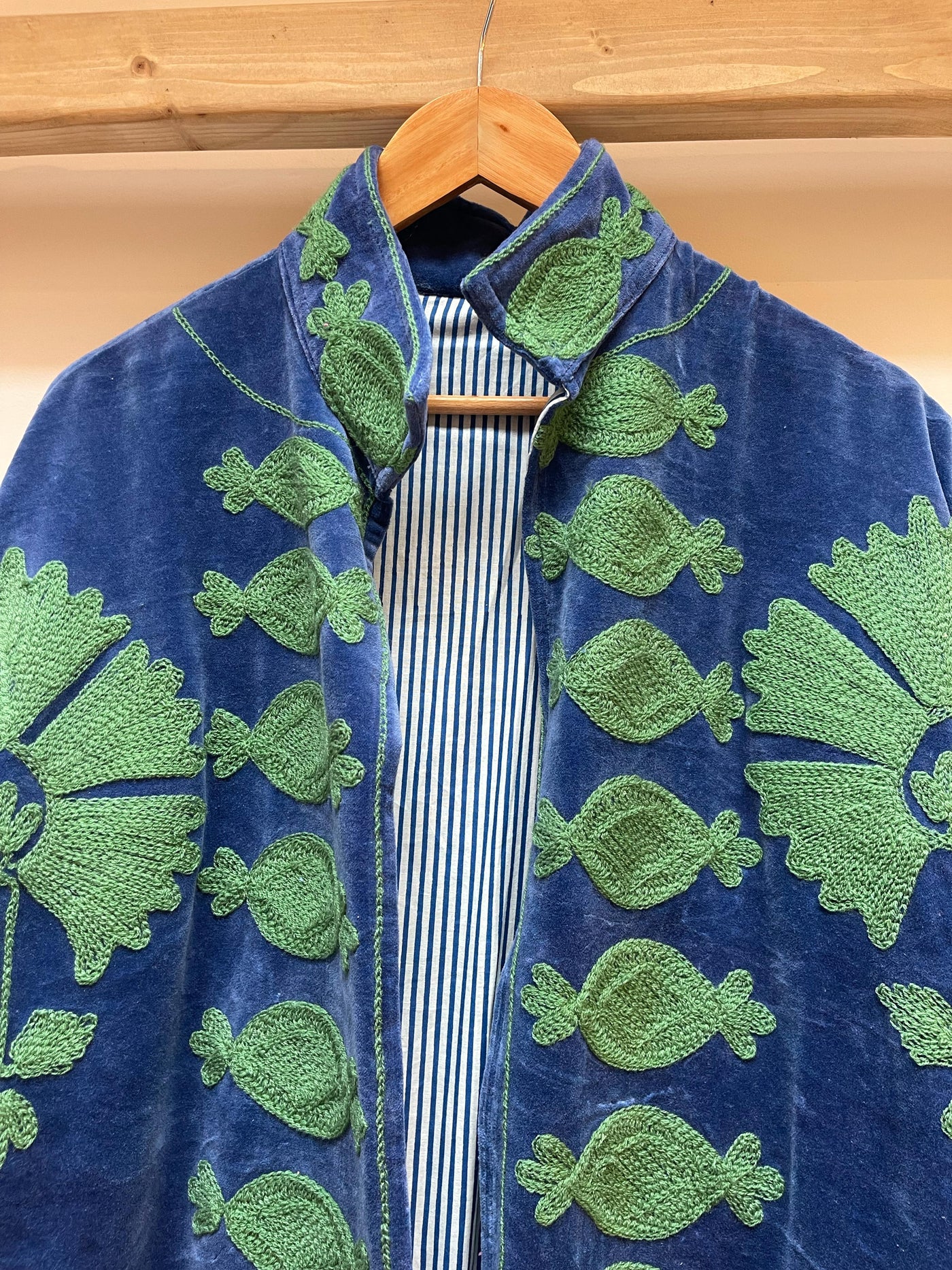 Ottoman Short Coat - Green & French Navy