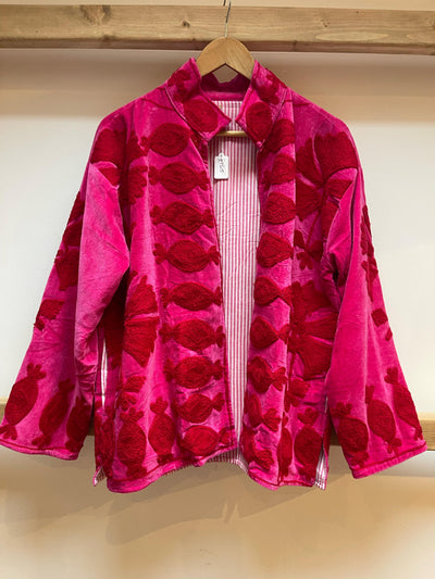 Ottoman Short Coat - Ruby Red & Hot Pink