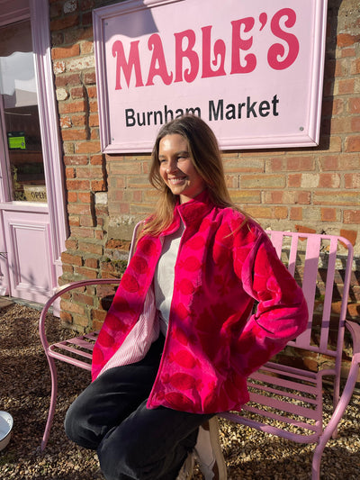 Ottoman Short Coat - Ruby Red & Hot Pink
