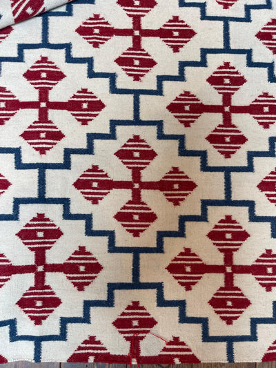 Agra Flatweave Rug - Red, Blue and off White - 1.2m x 1.8m