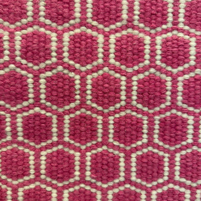 Hexagonal Hand Woven Rug - Pink & Off White 1.3m x 2.4m
