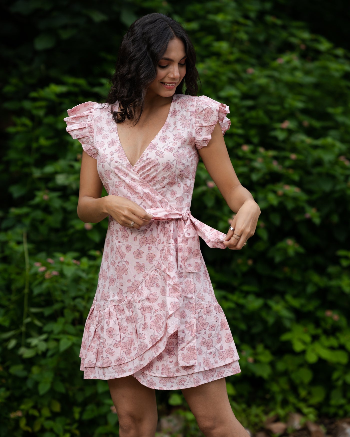 Hollyblocks - Asano Blossom Mini Wrap Dress