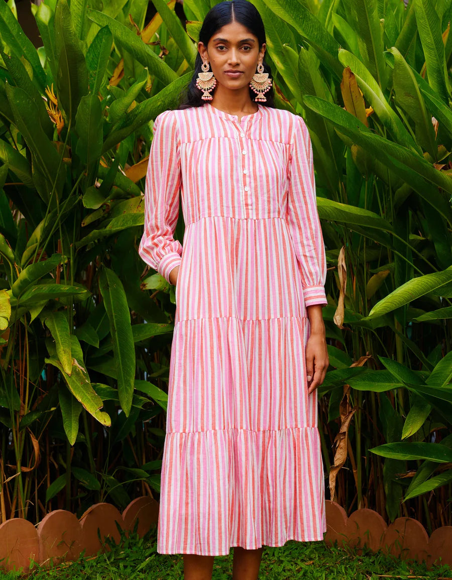 Pink pinstripe dress hot sale