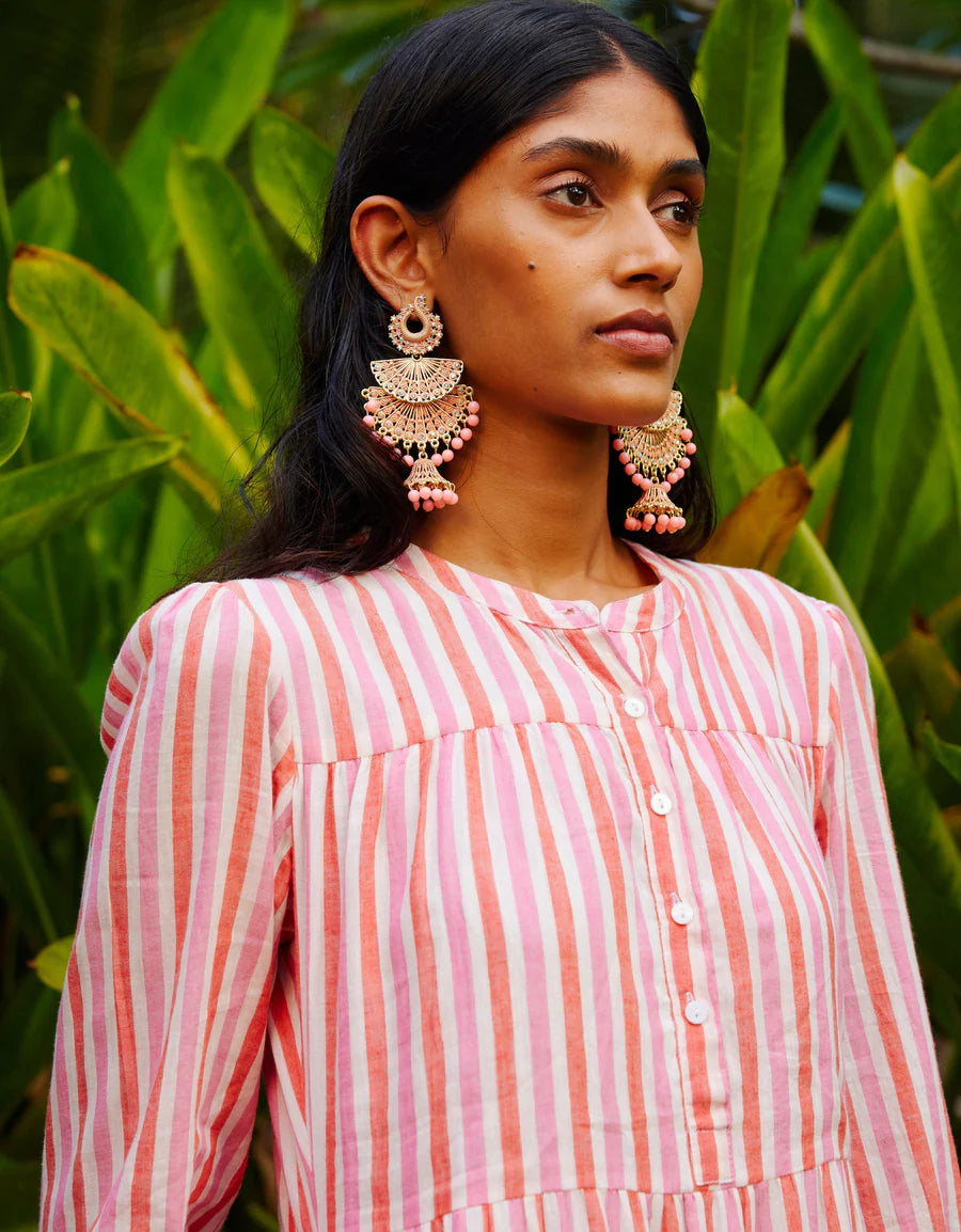 Pink City Prints - Candy Stripe Georgie Dress Bombay Sprout Ltd Pink City Prints - Candy Stripe Georgie Dress Bombay Sprout Ltd