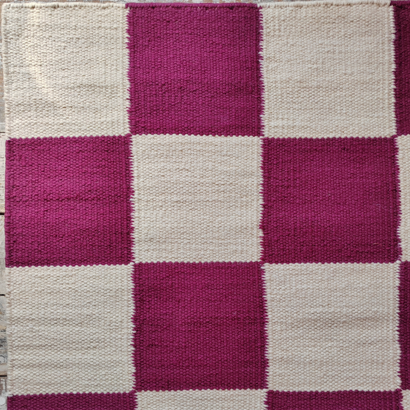Chequerboard Flatweave Rug - Damson & Off-White - 1.2 x 1.8m