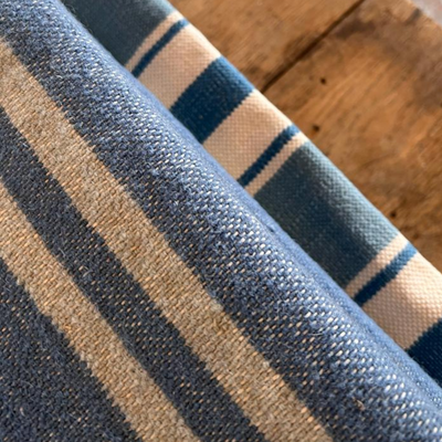 Stiffkey Stripe Flatweave Rug - Denim Blue and Chalky White - 1.0 x 1.5m