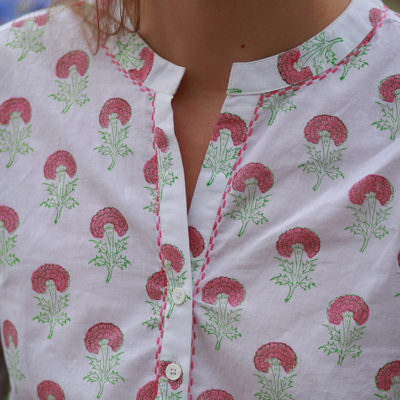 Bombay Sprout Delilah Marigold Shirt - Pink & Green