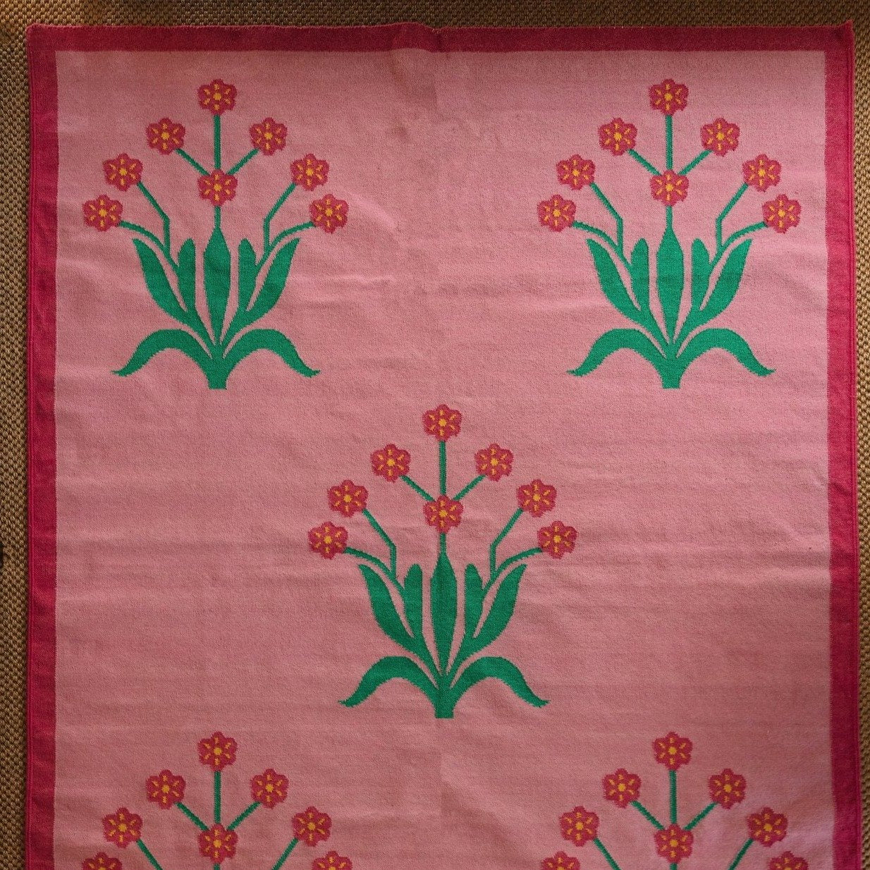 Chandigarh Flatweave Rug - Pink, Green & Yellow - 1.6 x 2.0m