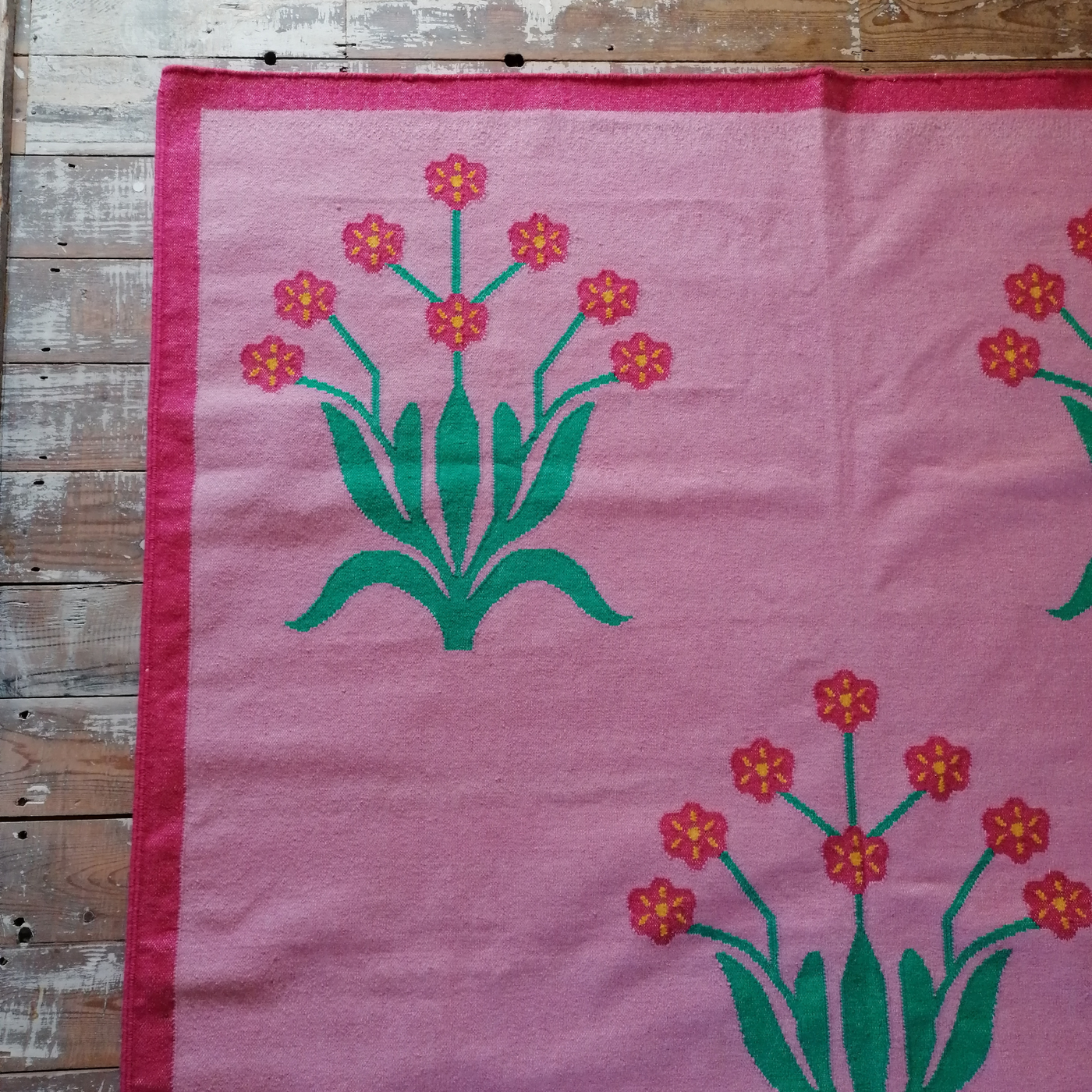 Chandigarh Flatweave Rug - Pink, Green & Yellow - 1.6 x 2.0m
