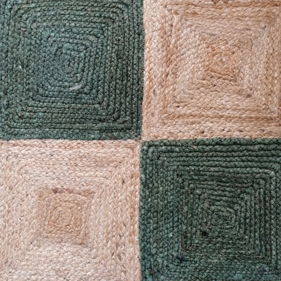 Chequerboard Jute Rug - Custom Colours & Size