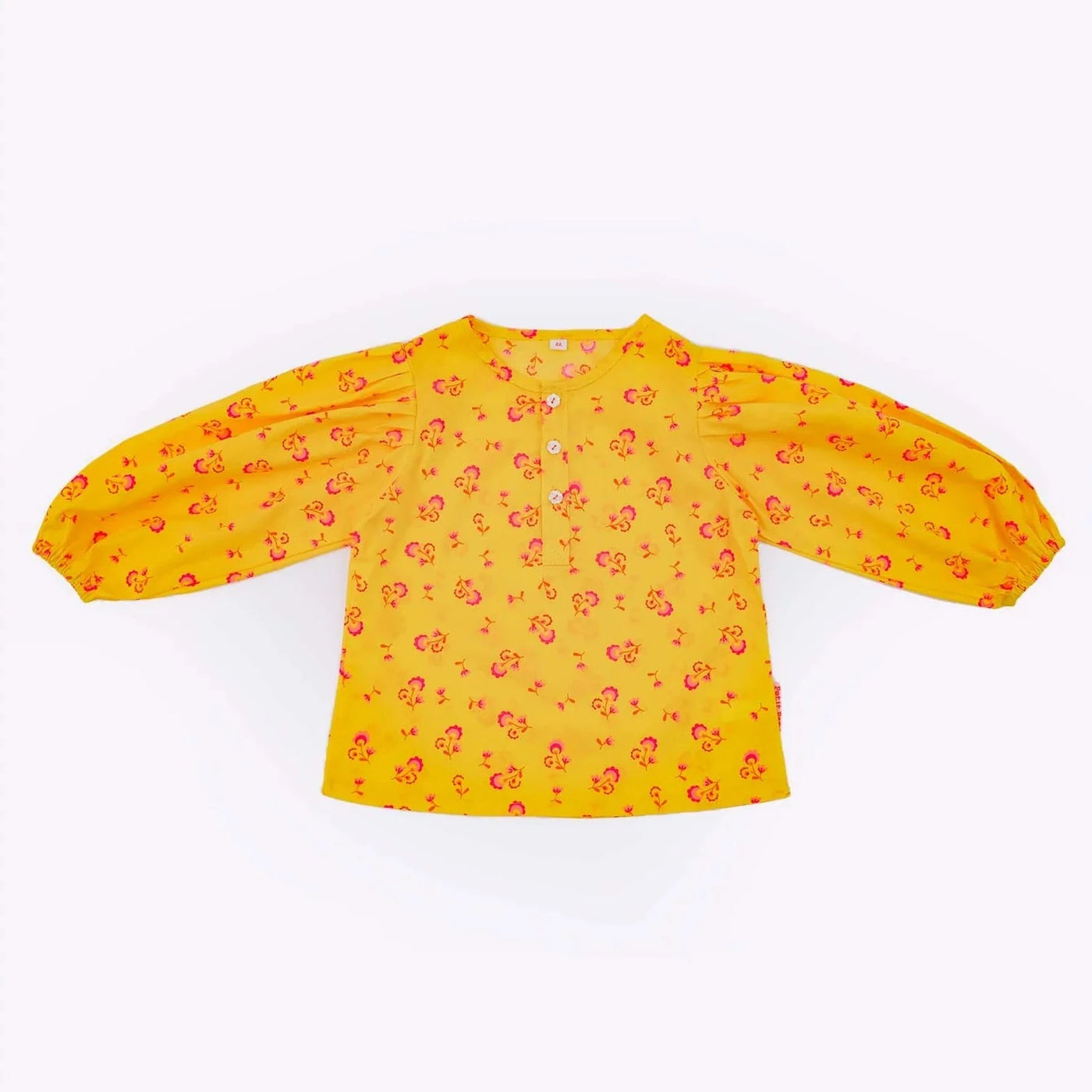 Petit Pan Children's Puff Sleeve Top - Yellow