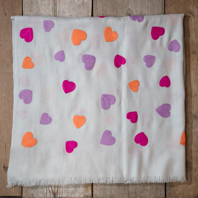 Pale Grey Amour Large Hearts Shawl
